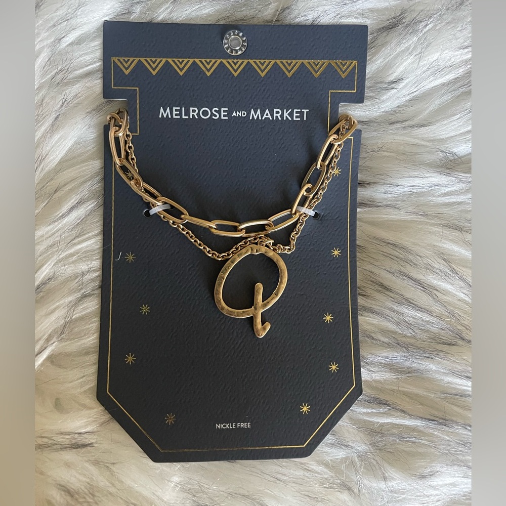 Nordstrom Melrose and Market PAPER CLIP CHAIN INITIAL NECKLACE IN Q- GOLD